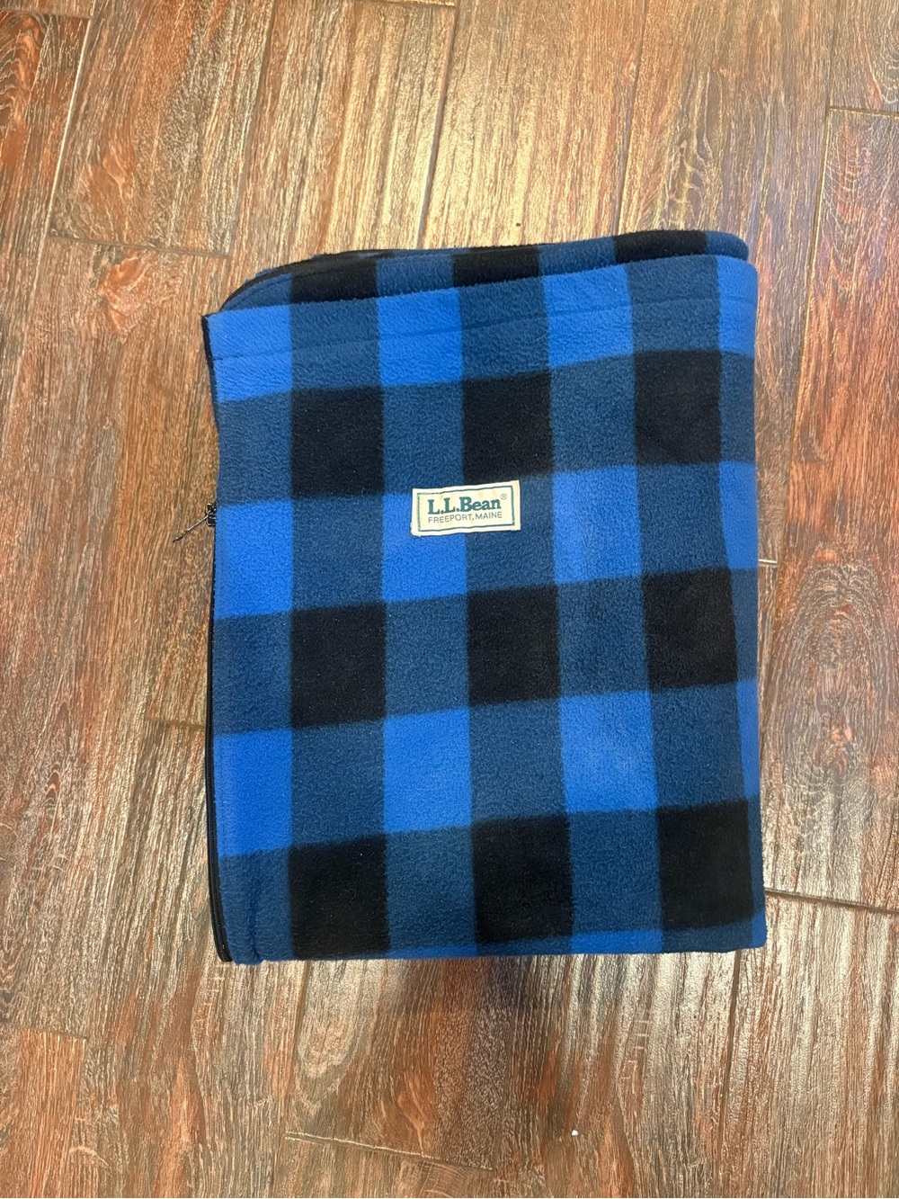 Vintage L.L Bean Polar Fleece Blue Plaid Sleeping Bag Blanket Retro 75/28
